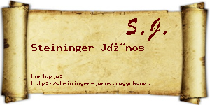Steininger János névjegykártya