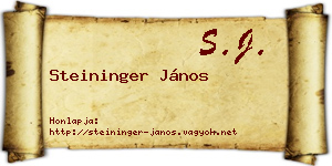 Steininger János névjegykártya